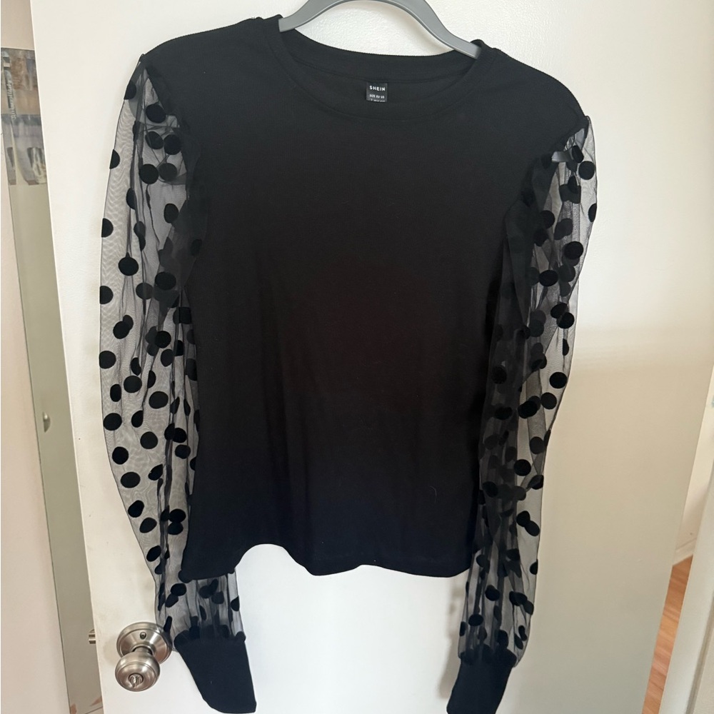 Black Sheer Sleeve Top